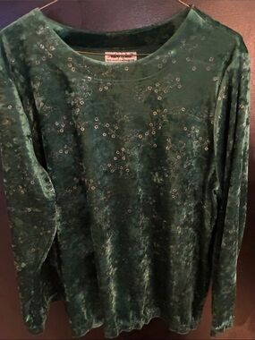 Anthony Richards Emerald Green Velvet Y2K Top with Subtle Sequin Accents